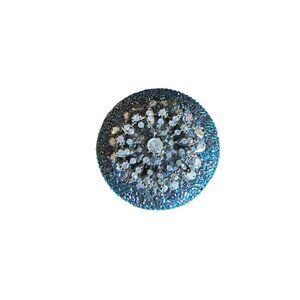 Beaded Round Trinket Box with Rhinestone Embellishments & Lid Metal interior